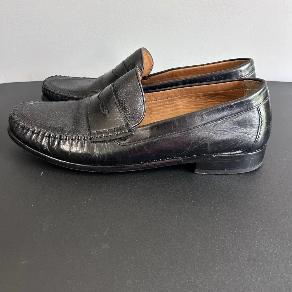 Florsheim Mens Black Pebbled Leather Penny Loafers 12120-001 Size 10.5 D